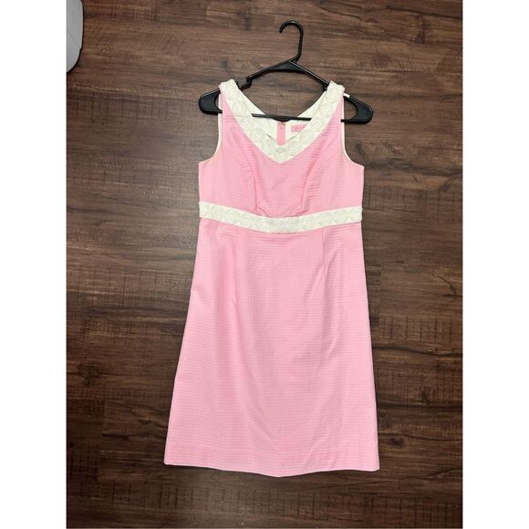 Lilly Pulitzer Pink White Detail Shift Dress, Sz 4 - Picture 1 of 9